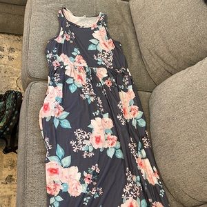 Floral gray maxi dress